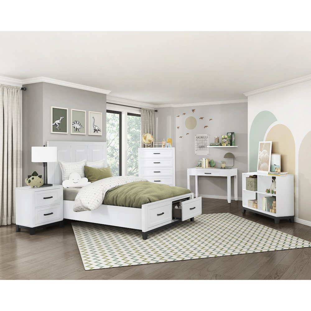 Garretson Acacia QN Pltfm Bed in 2-Tone Finish (White n Metallic Gray)