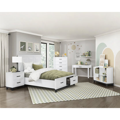 Garretson Acacia QN Pltfm Bed in 2-Tone Finish (White n Metallic Gray)