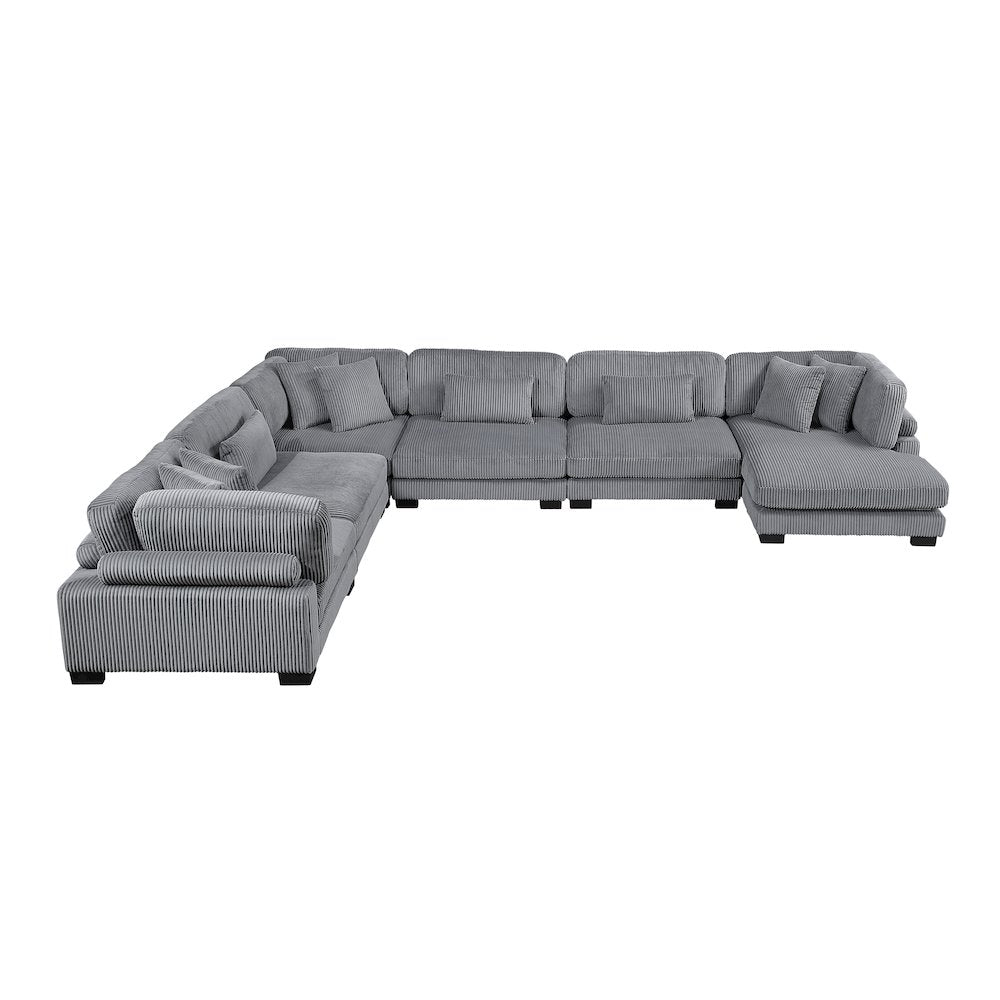 Traverse Corduroy 6-Piece Modular Sectional with chaise in Gray