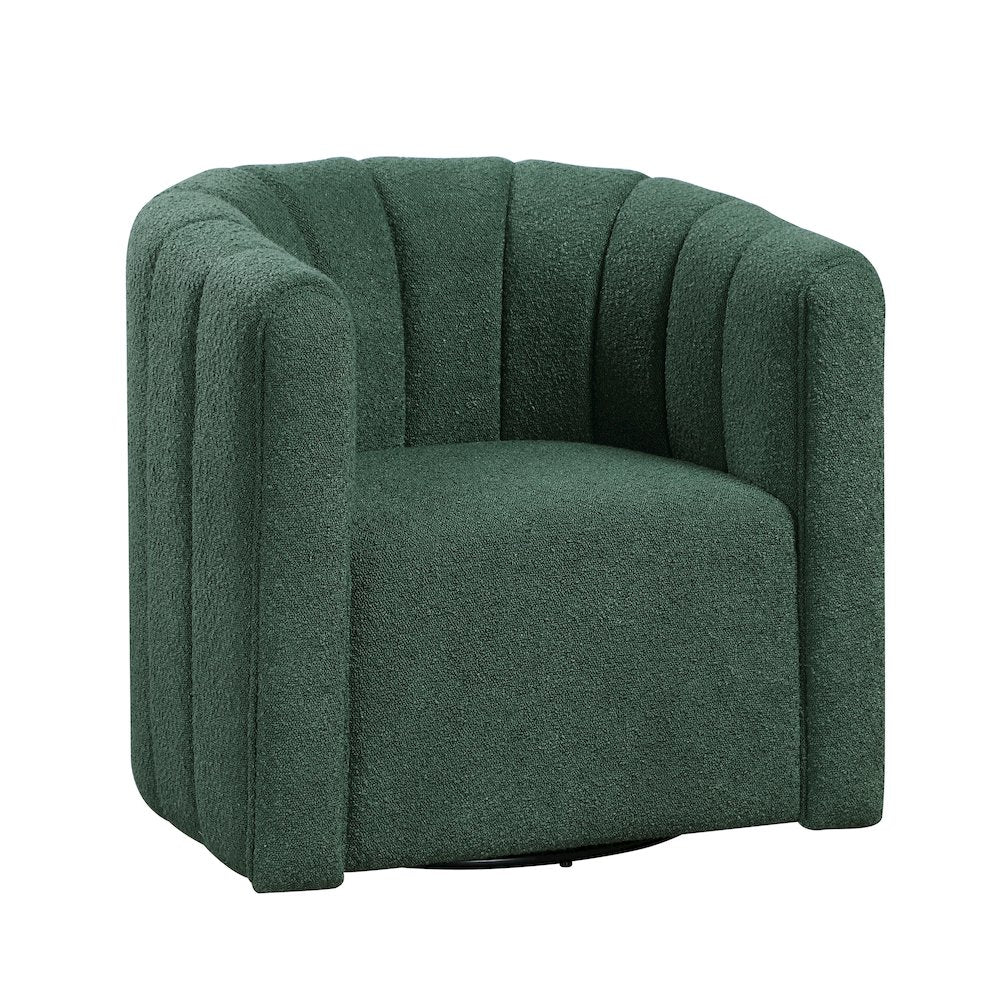 Essex Boucle Swivel Chair with Ottoman in Green