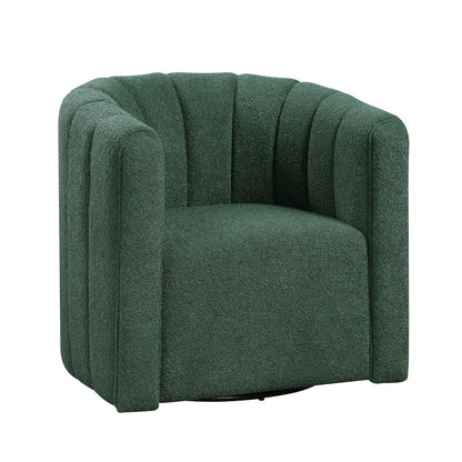 Essex Boucle Swivel Chair with Ottoman in Green