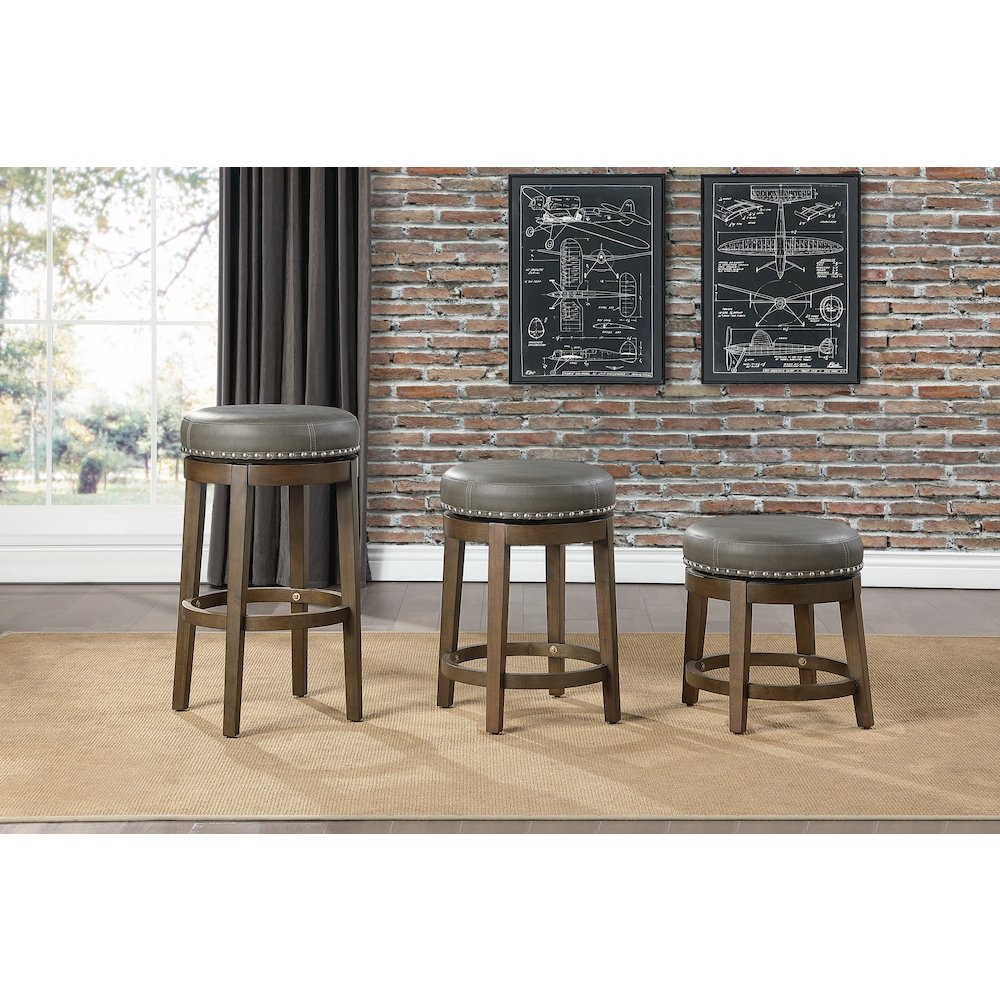 Westby Solid Wood 29" Round Swivel Stool, Set of 2 in Gray