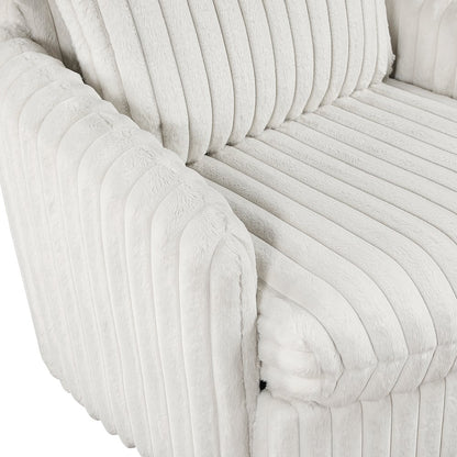 Tomball Corduroy Swivel Chair in Beige