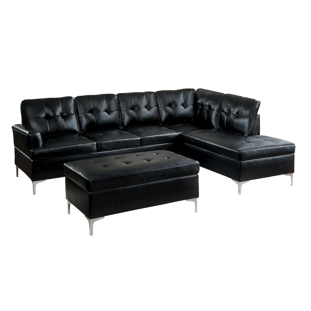 Barrington Faux Leather 2-piece set Sectional Sofa in Black