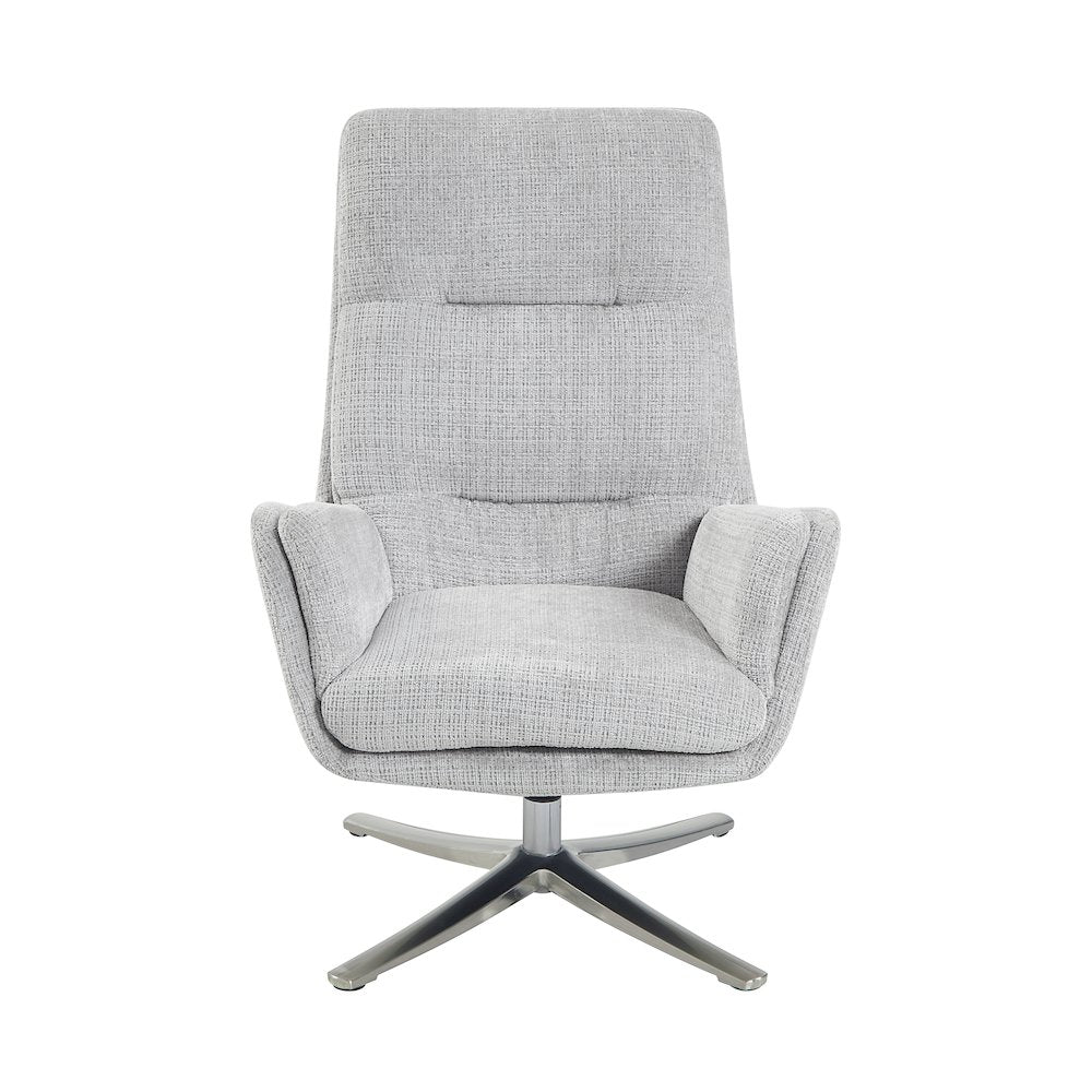 Parker Chenille Swivel Chair with Ottoman in Gray