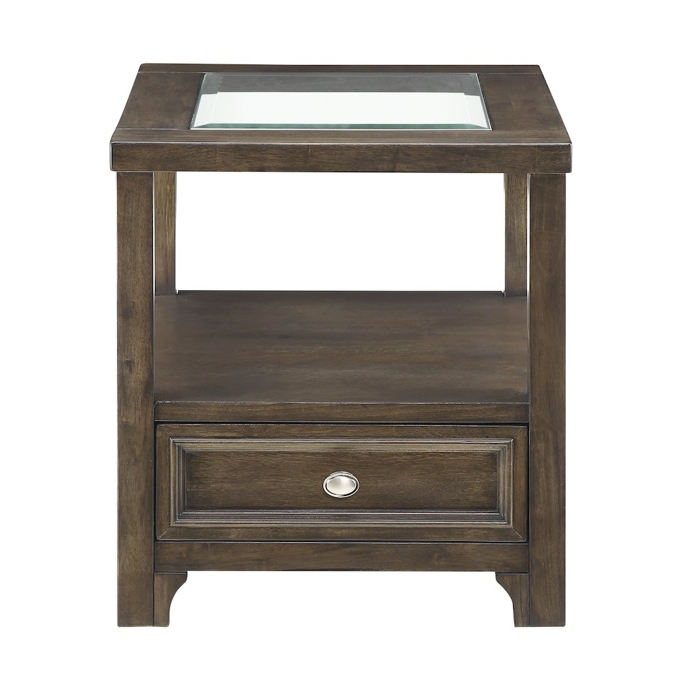 Auburn Asian Hardwood End Table in Charcoal Brown