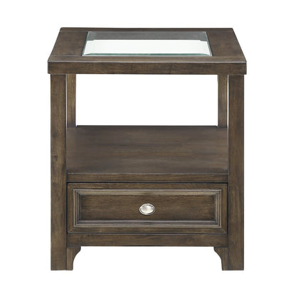Auburn Asian Hardwood End Table in Charcoal Brown