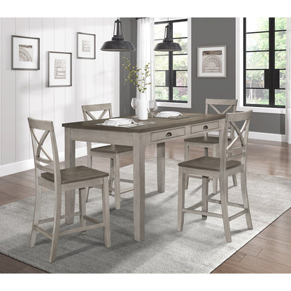 Brightleaf Wood Counter Height Chair, set of 2 in Brown and Light Gray