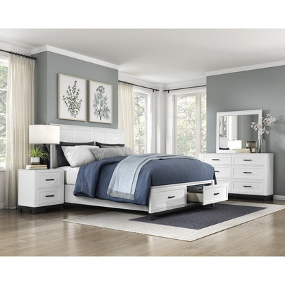 Garretson Acacia EK Pltfm Bed in 2-Tone Finish (White and Metallic Gray)