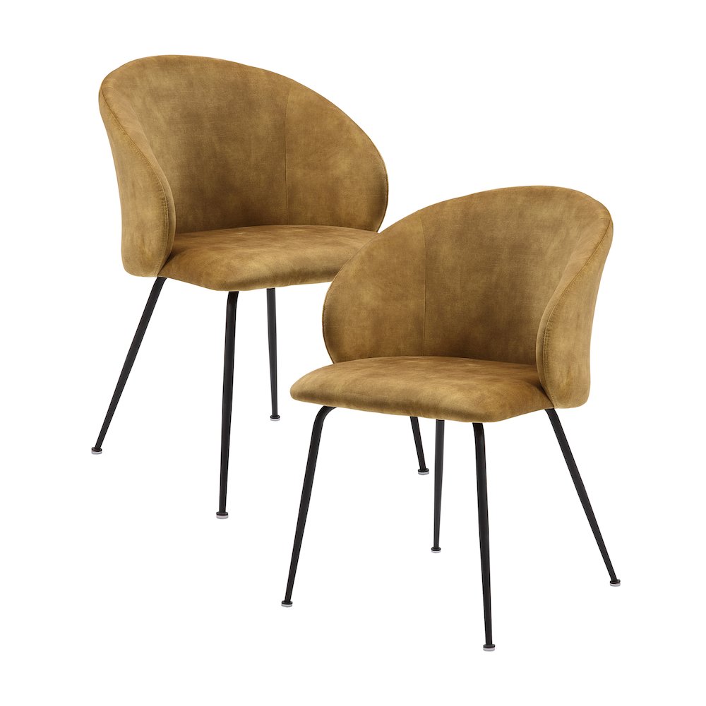 Cosimo Velvet Dining Room Side Chair, set of 2 in Mustard