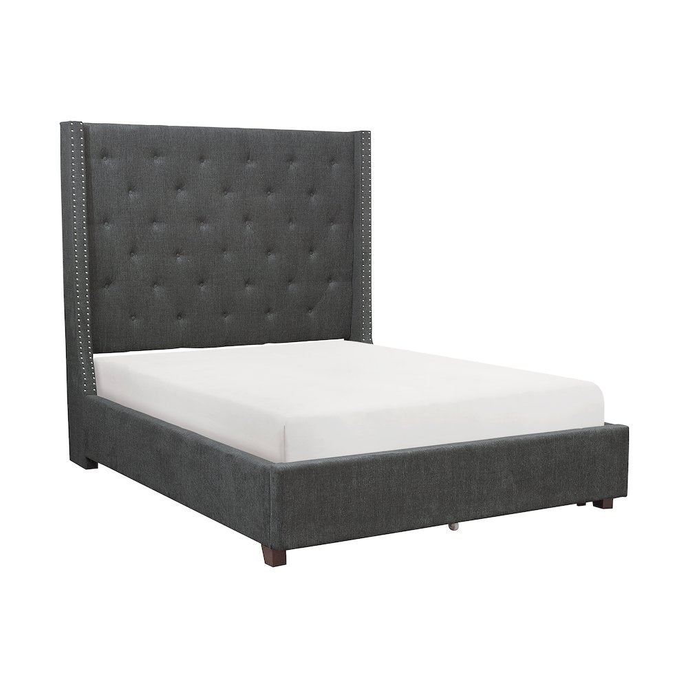 Fairborn Solid Wood California King Bed with Storage Footboard in Gray
