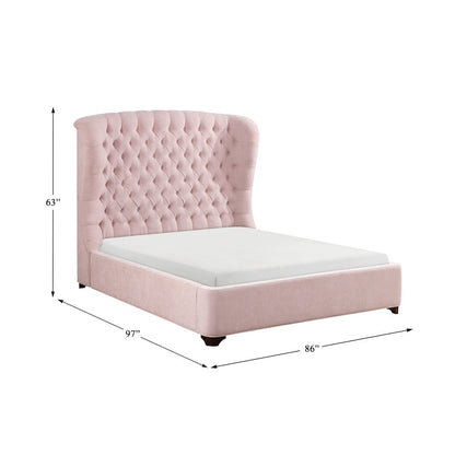 Cameo Chenille California King Upholstery Bed in Pink