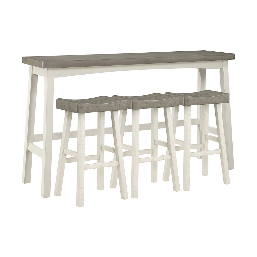 Caspian Solid Wood Pub Height Set (set of 4) in White and Coffee
