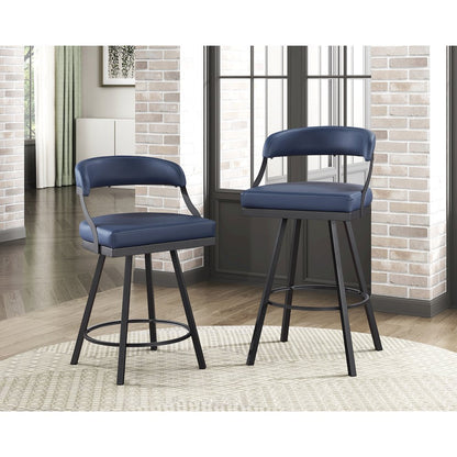 Crowley Faux leather Swivel Counter Height Chair in Blue