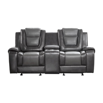 Briscoe F. Leather Dbl Gldr Rclng L.Seat in 2-Tone (L. Gray and D. Gray)