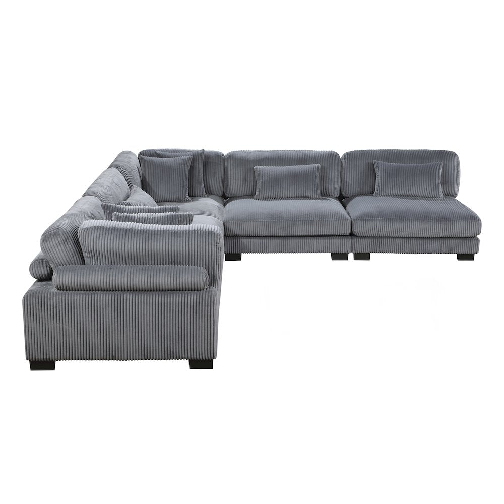 Traverse Corduroy 5-Piece Modular Sectional in Gray