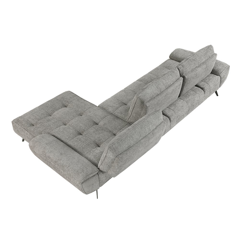 Dominic Chenille 2-Piece Sectional with Right Chaise in Dove Gray