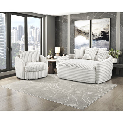 Tomball Corduroy Swivel Chair in Beige