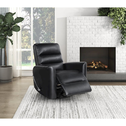 Dimitri Faux Leather Swivel Glider Reclining Chair in Black