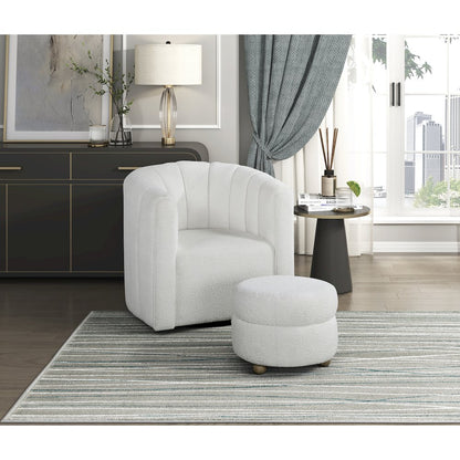 Essex Boucle Swivel Chair with Ottoman in White
