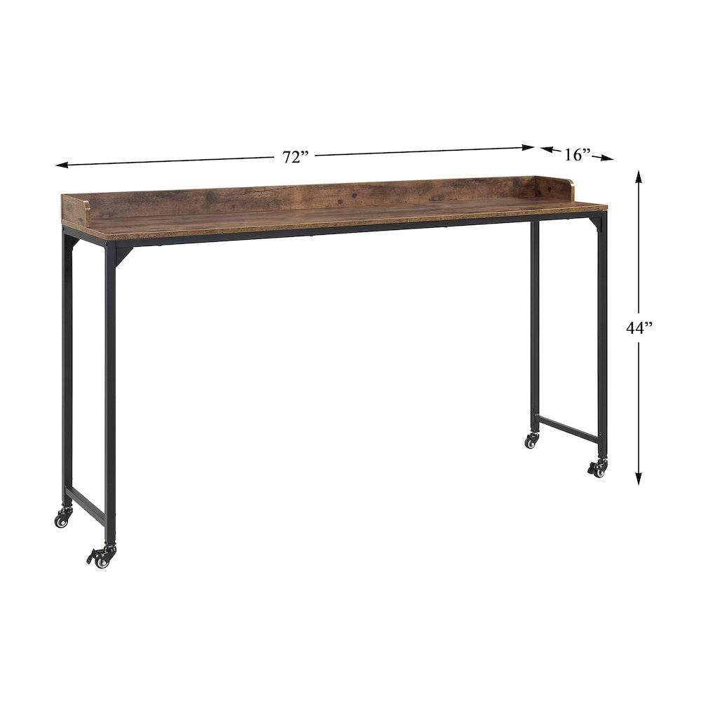 Sumter Faux Wood Over-The-Bed Desk in Rustic and Black Metal Finish