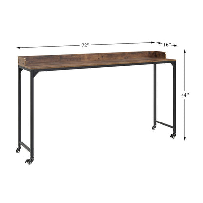 Sumter Faux Wood Over-The-Bed Desk in Rustic and Black Metal Finish