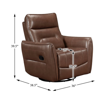 Thomas Leather Swivel Glider Reclining Chair in Toffee Brown