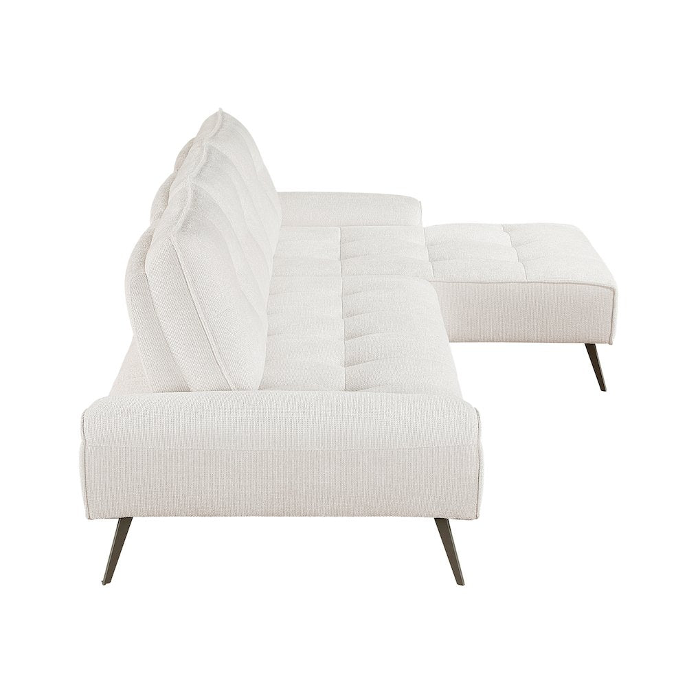 Dominic Chenille 2-Piece Sectional with Right Chaise in Beige