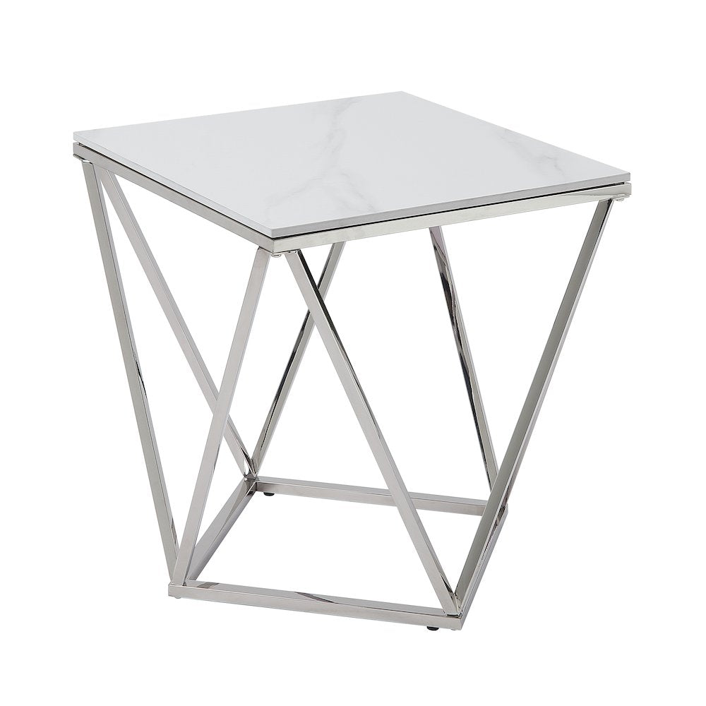 Alfeo Stainless Steel End Table in Silver