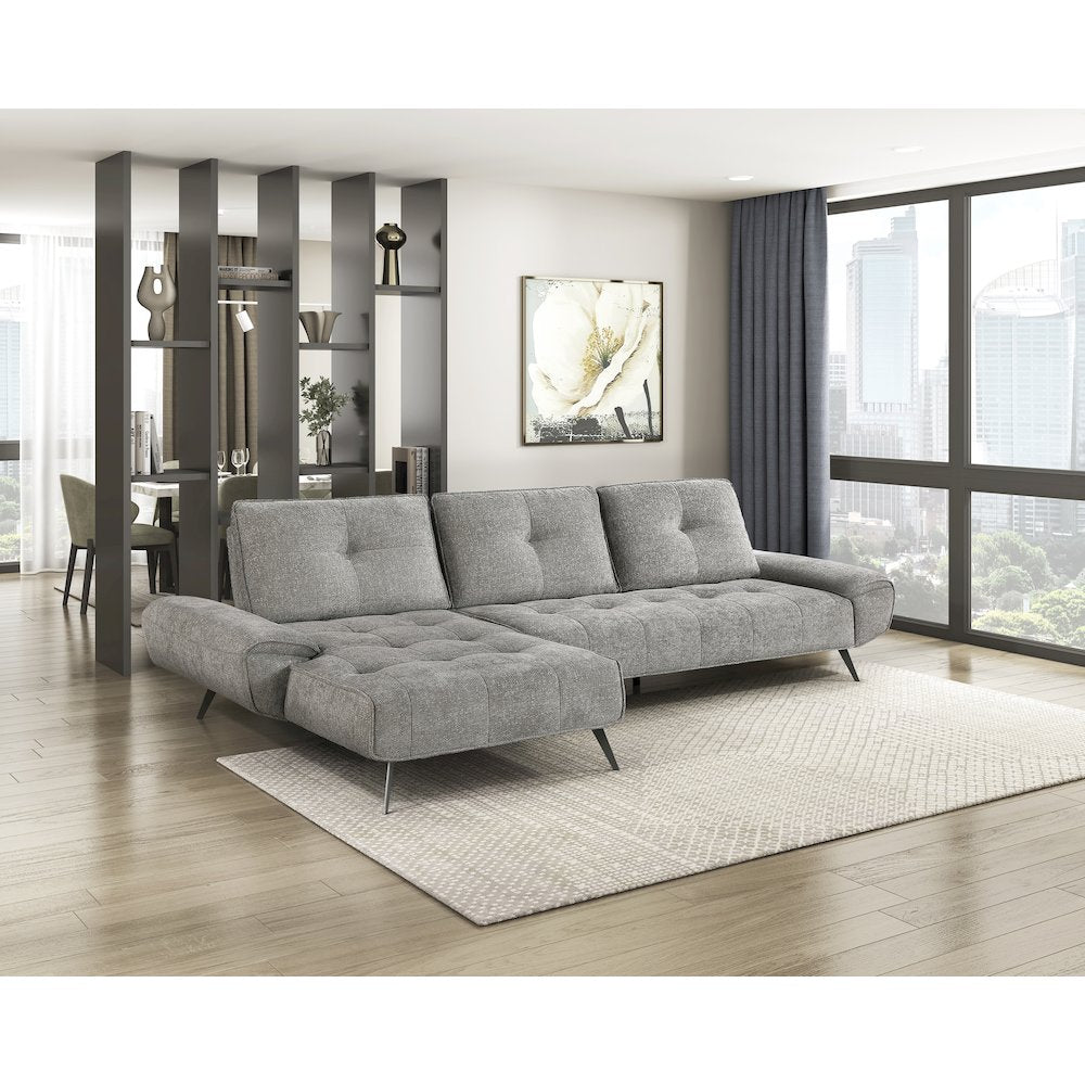 Dominic Chenille 2-Piece Sectional with Left Chaise in Dove Gray