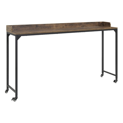 Sumter Faux Wood Over-The-Bed Desk in Rustic and Black Metal Finish