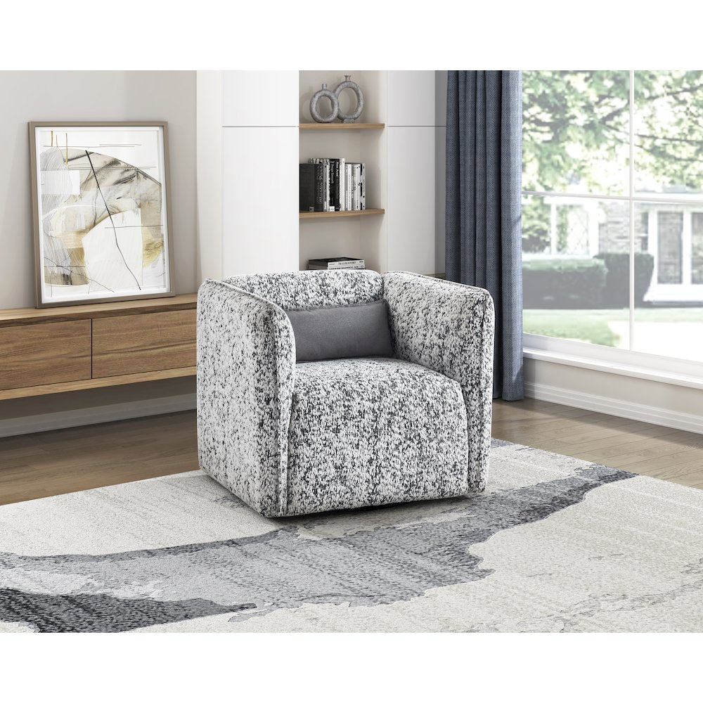 Finnegan Jacquard Swivel Chair in Gray