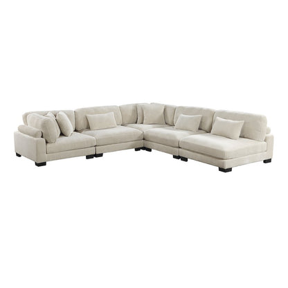 Traverse Corduroy 5-Piece Modular Sectional in Beige