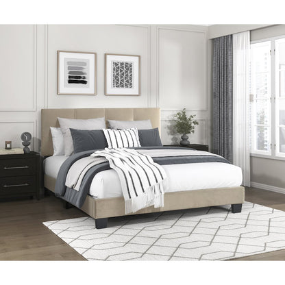 Newberry Velvet Full Platform Bed in Light Brown
