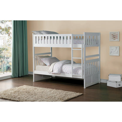 Galen Pine Twin Over Twin Bunk Bed in White
