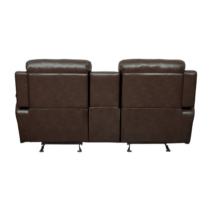 Marille Faux Leather Double Glider Reclining Love Seat in Brown
