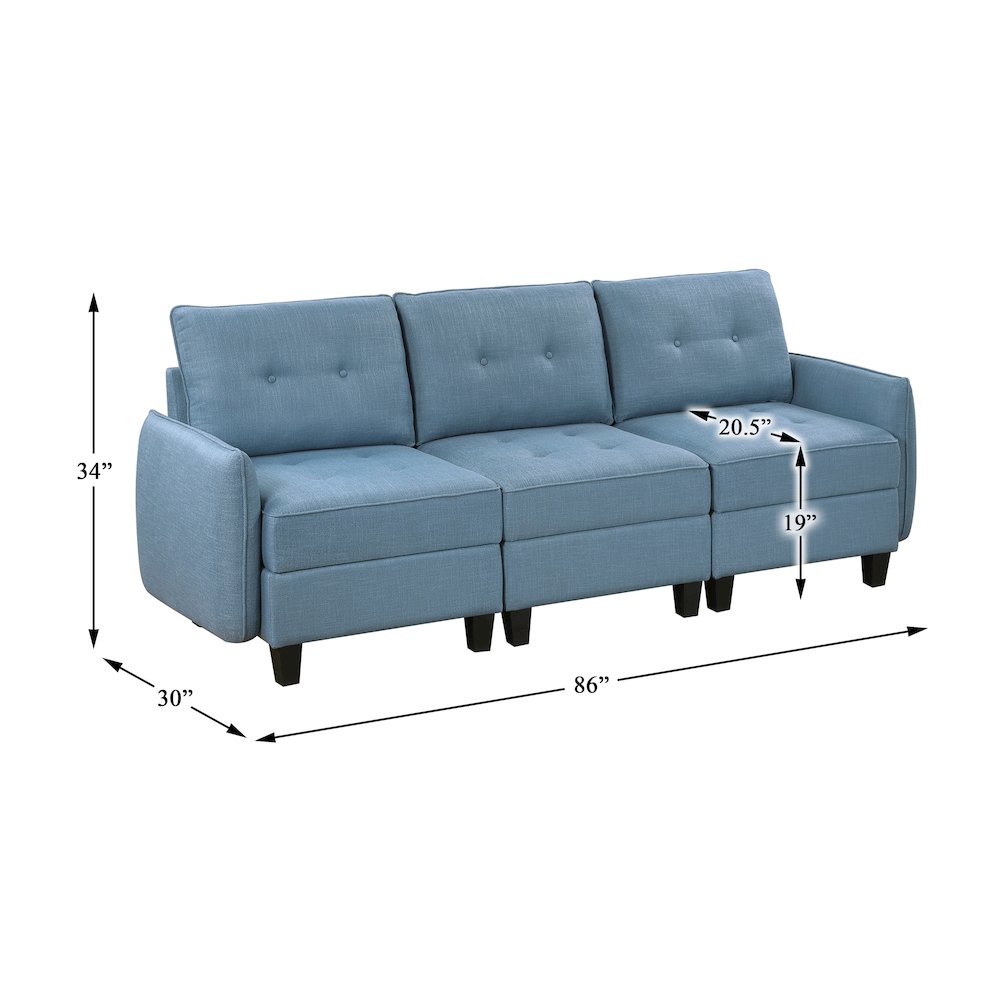 Garren Textured Sofa in Blue
