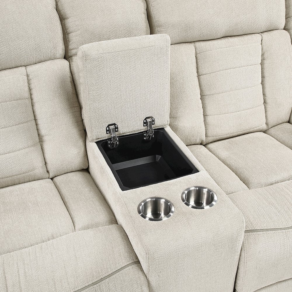 Nutmeg Chenille 2pc Set: Sofa, Loveseat in Beige