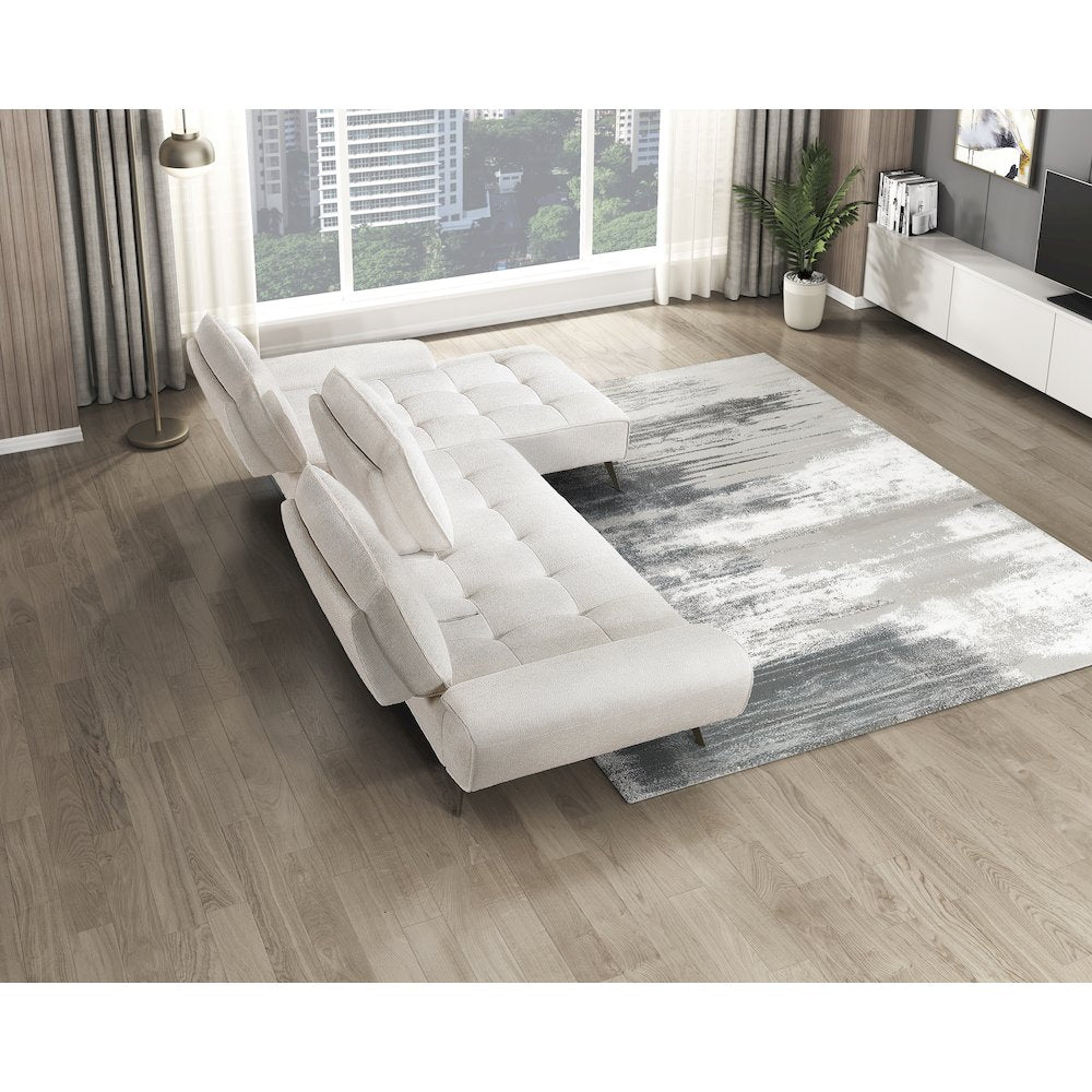 Dominic Chenille 2-Piece Sectional with Right Chaise in Beige