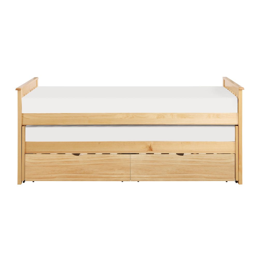 Bartly Pine Twin/Twin Bed with Storage Boxes in Natural Pine