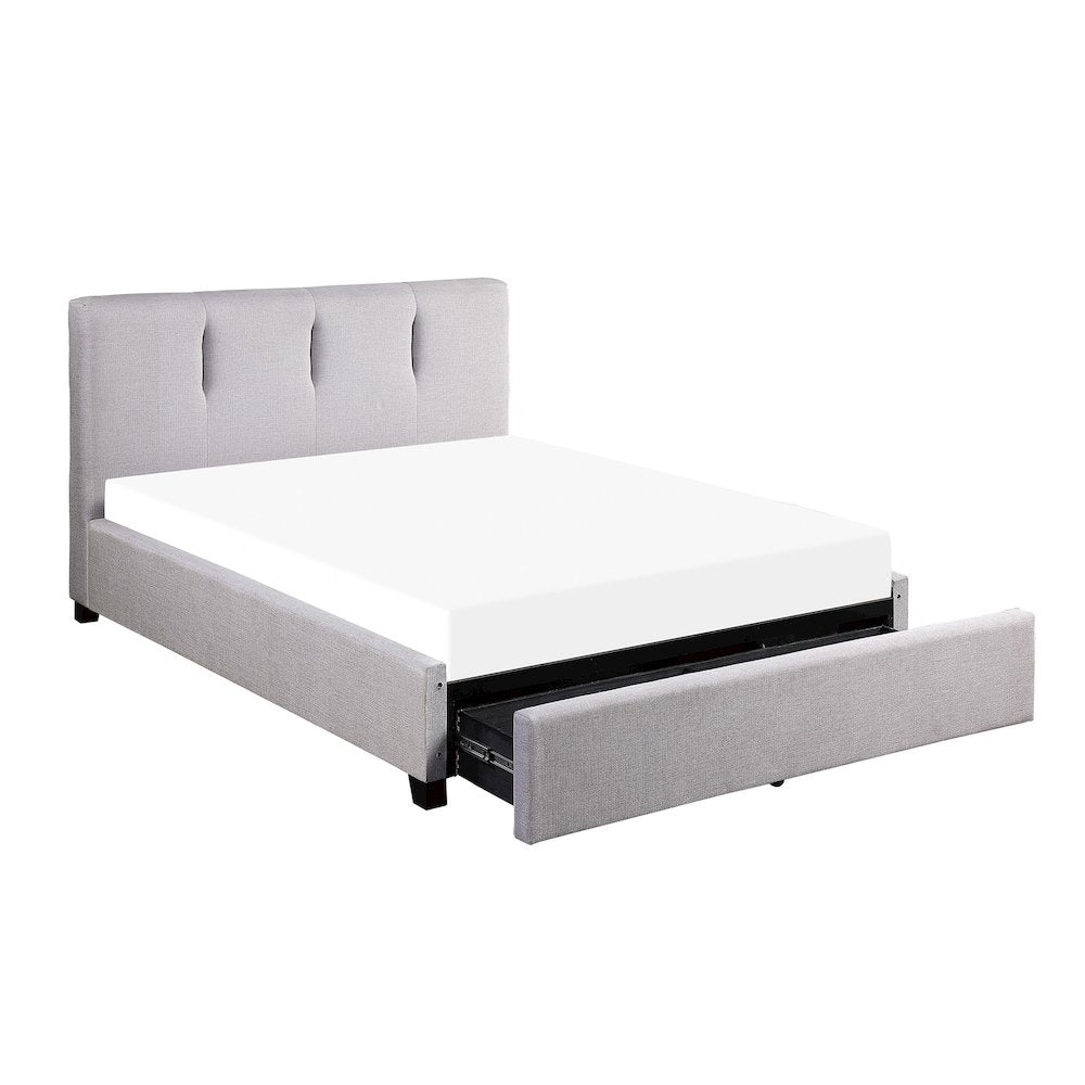 Aitana Textured California King Platform Bed with Storage Drawer in Gray