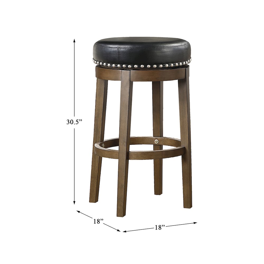 Westby Solid Wood 29" Round Swivel Stool, Set of 2 in Black