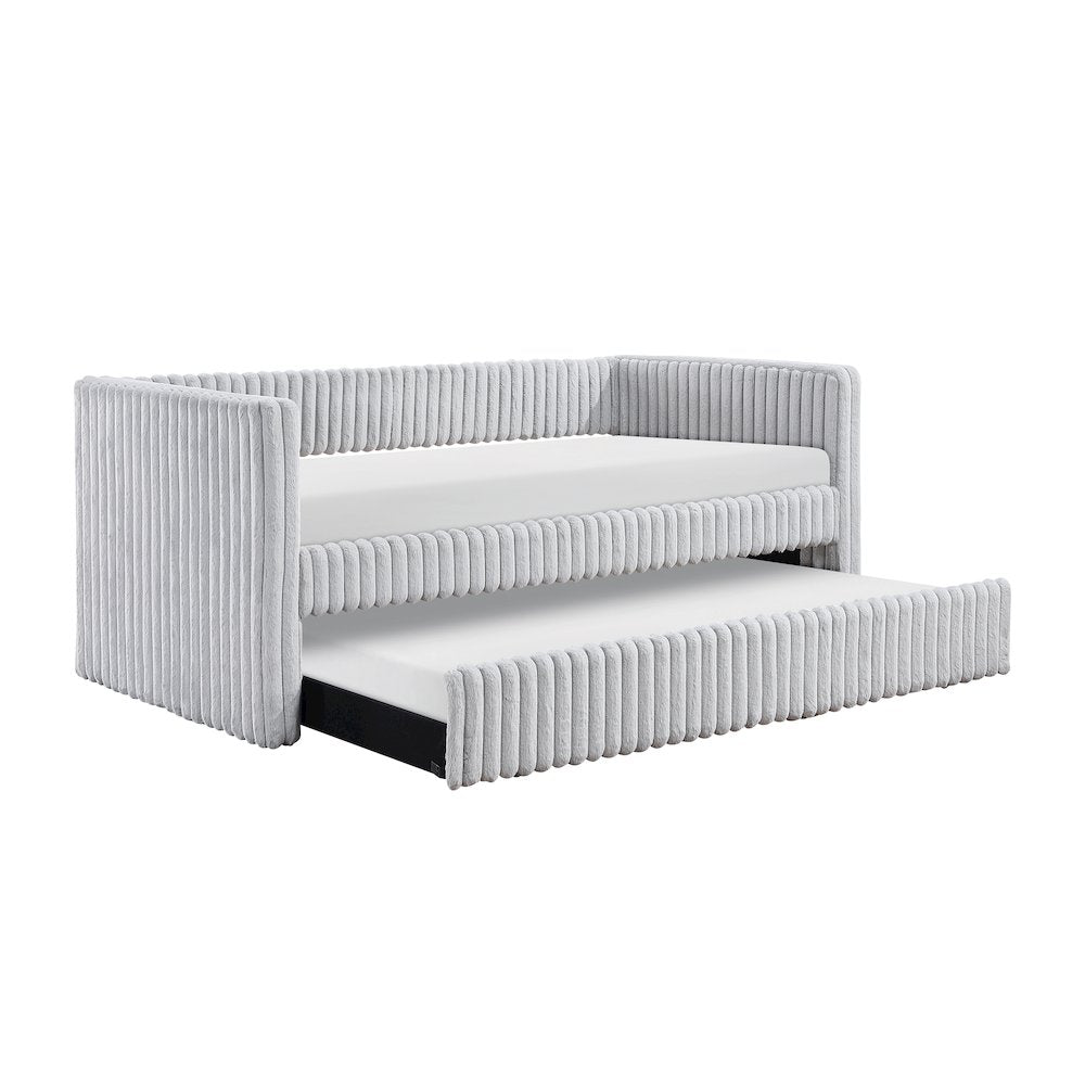 Chapman Corduroy Daybed with Trundle in Gray