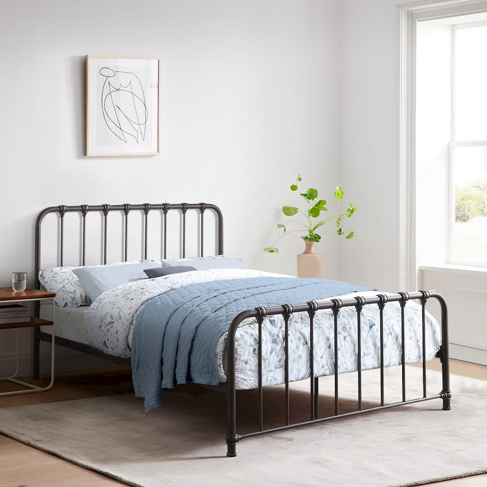 Bethany Metal Full Metal Platform Bed in Dark Bronze