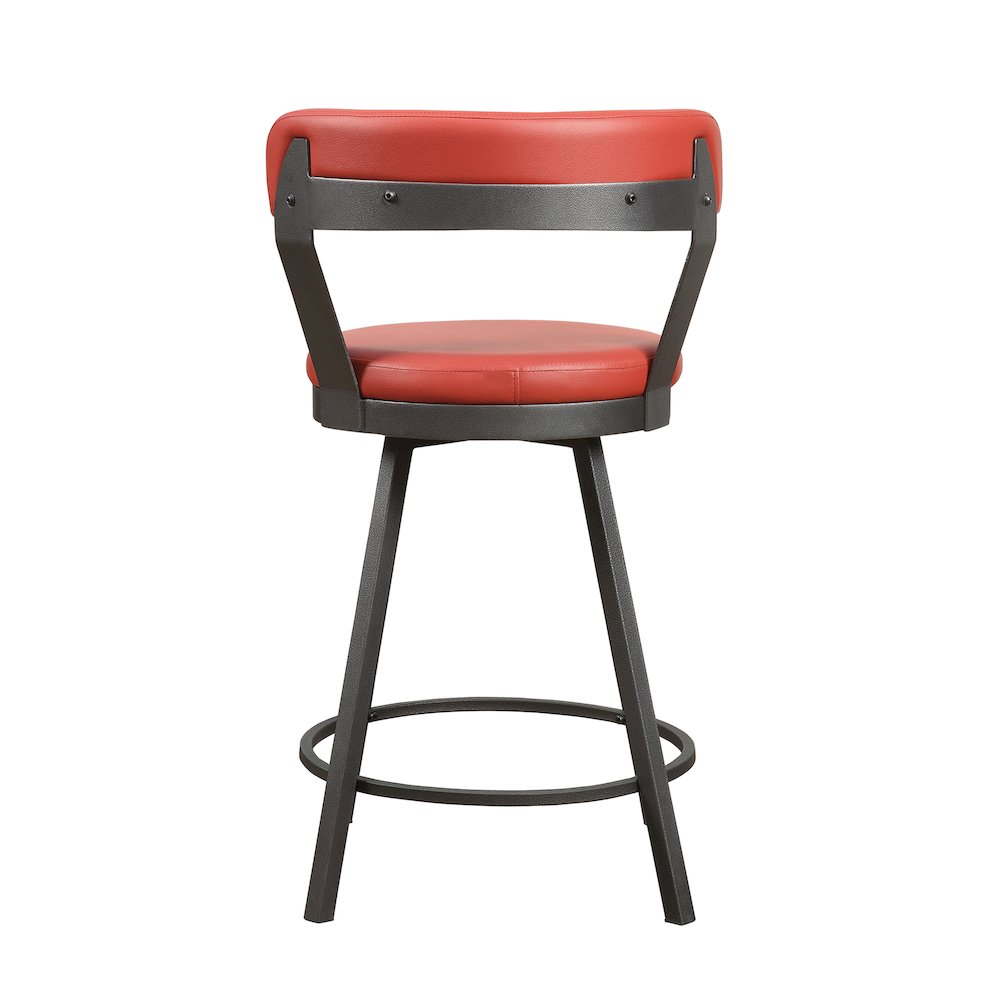 Appert Metal Swivel Counter Height Chair, Red, set of 2 in Red