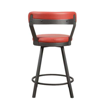 Appert Metal Swivel Counter Height Chair, Red, set of 2 in Red
