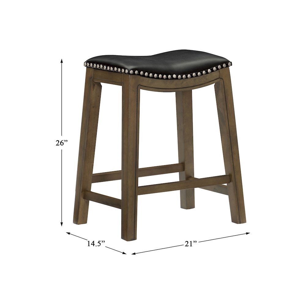 Ordway Solid Wood 24" Height Saddle Stool in Black