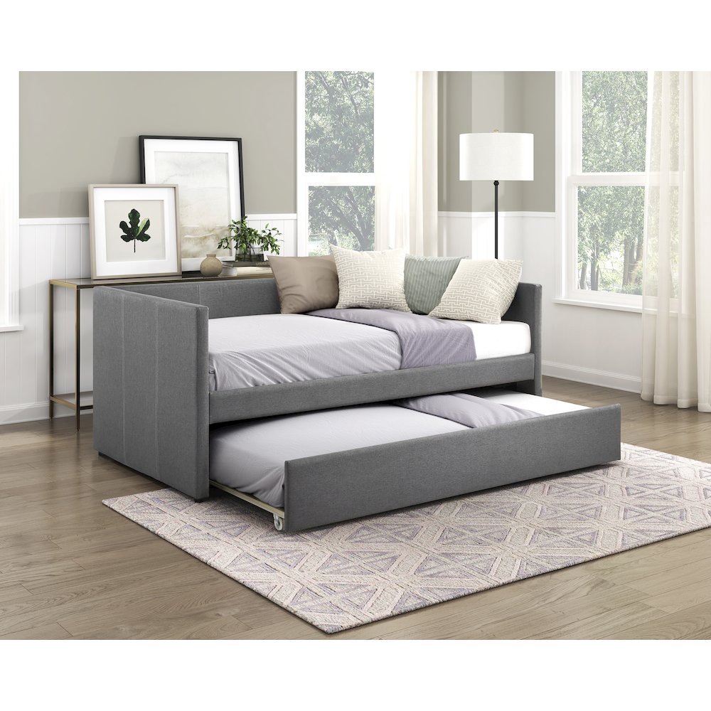 Trudy Textured Daybed with Trundle in Dark Gray