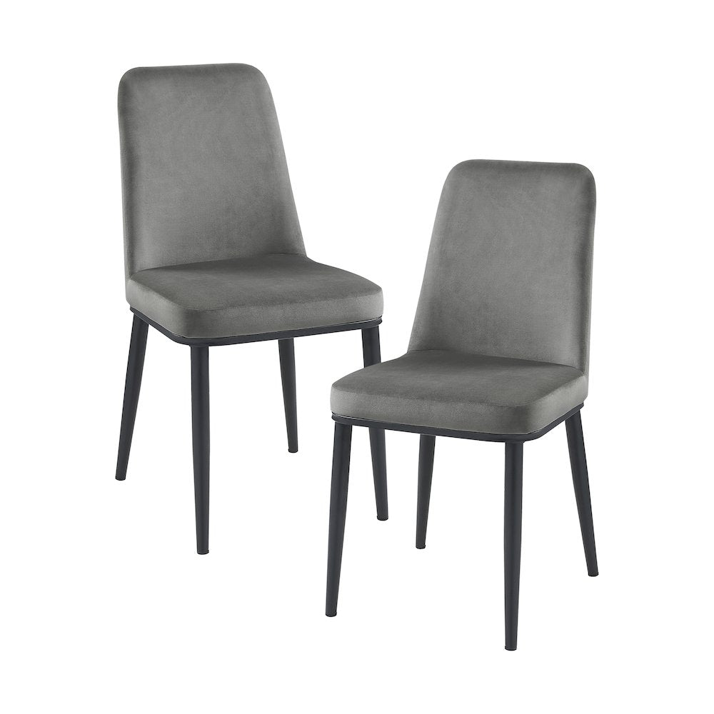 Salerno Velvet Dining Room Side Chair, set of 2 in Gray