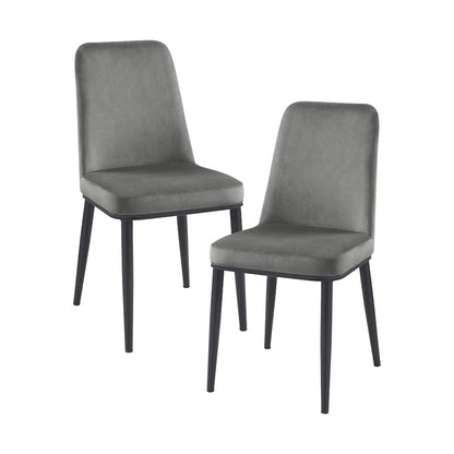 Salerno Velvet Dining Room Side Chair, set of 2 in Gray